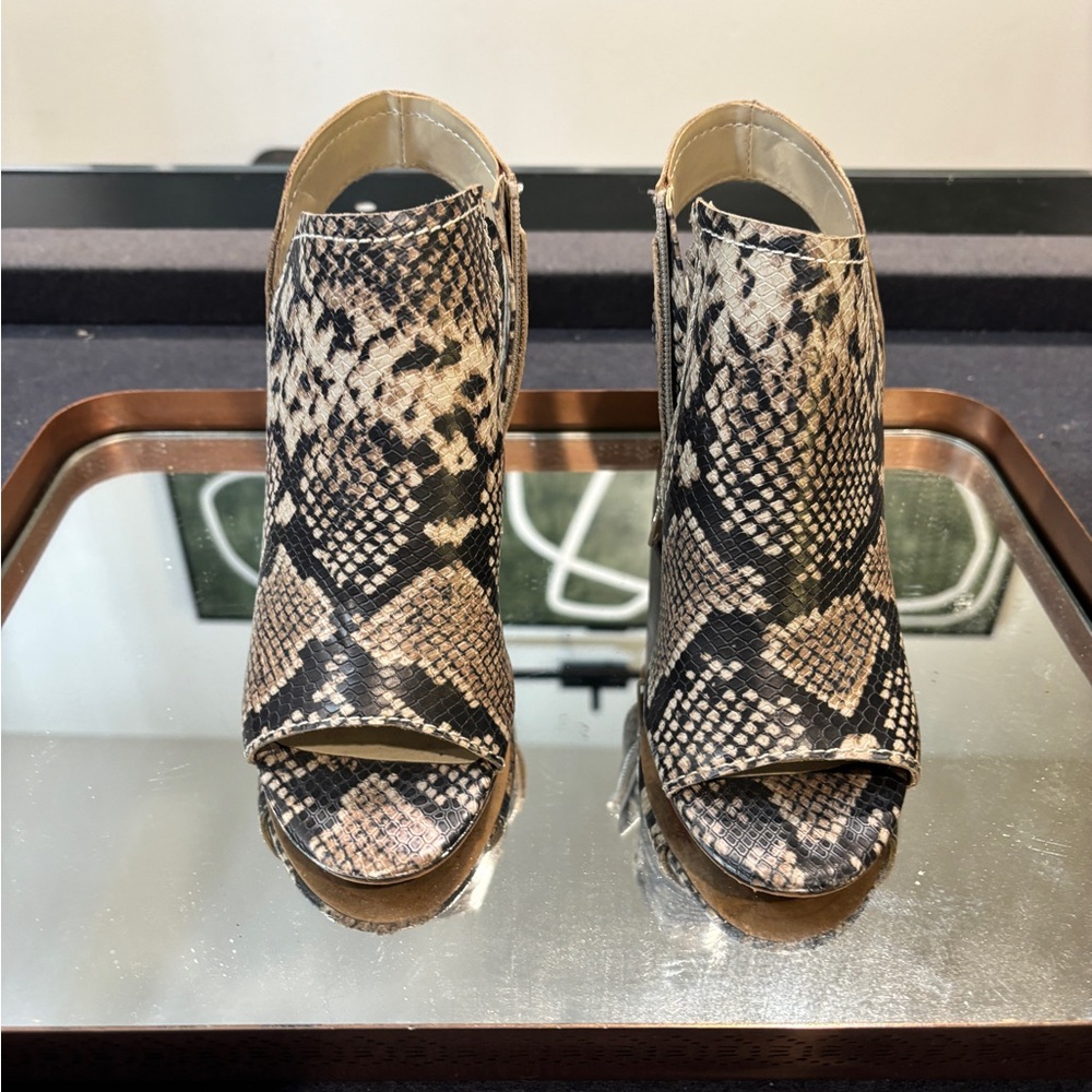 Treasure & Bond Snakeskin Peep-Toe Heels